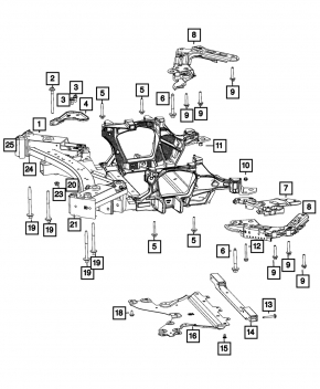 Front subframe for Jeep Grand Cherokee WL 21-23 long, 22-26 PHEV