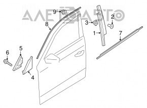 Molding door-glass central front right Audi A4 B9 17- matt
