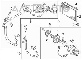 Air conditioning tube condenser-compressor Kia Forte 4d 14-18 1.8, 2.0