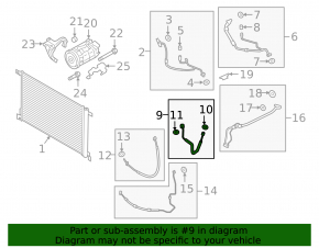 Air conditioning hose compressor-heater first Porsche Cayenne 19-23 2.9T, 3.0T under R1234YF