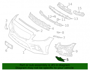 Left front bumper grille for Mercedes C-class W205 19-21 with parking sensors