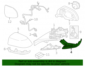 Left side mirror lower cover for BMW iX 22-26 with Park Assistant Plus, black