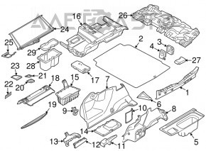 The trunk floor of the BMW 5 F10 11-16 is black, the fasteners are broken