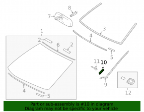 Windshield molding mounting clip for Toyota Prius 50 16-22