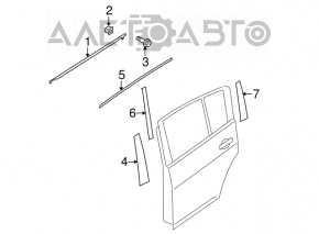 Molding door-glass central rear left Nissan Versa 1.8 10-12