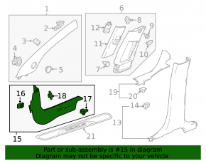 Door sill trim front left Chevrolet Trax 15-22 black