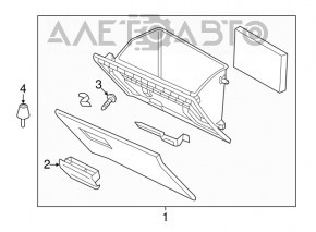 Glove box, glove compartment Mazda CX-5 17-25 black, with chrome handle, scratches