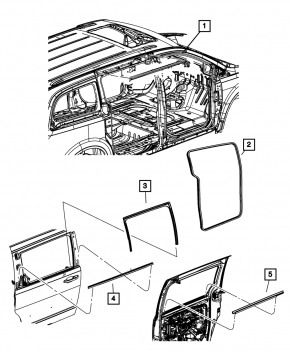 Rear left glass seal Dodge Grand Caravan 11-20