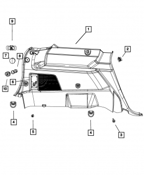 Left arch trim for 2-row Dodge Journey 11-19