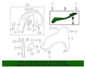 Seal wing hood-wing left Chevrolet Equinox 10-17