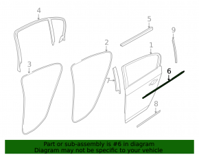 Molding door-glass center rear left BMW 3 E91 07-12 chrome