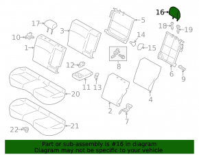 Subaru Impreza 4D 17-23 GK Rear Left Headrest, Black Cloth