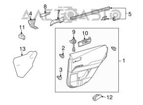 Rear left door panel for Lexus RX350 RX450h 10-12 gray