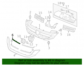 Upper right grille molding Honda Accord 13-15 chrome AVTM