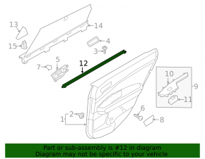 Inner glass seal for the rear right door of a Kia Optima 16-20