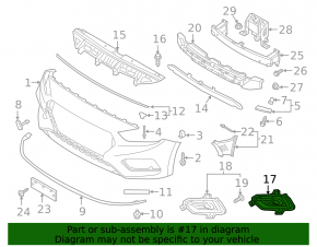 Left front bumper grille for Hyundai Accent 18-22 without fog lights