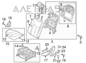 Driver's seat Hyundai Veloster 12-13 without airbag, cloth black