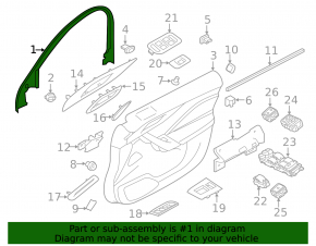 Door frame inner front right Jaguar F-Pace X761 17- black