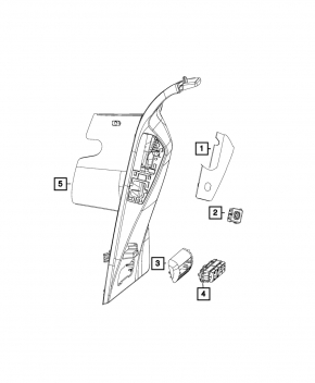 Front pillar trim right Dodge Grand Caravan 11-20 gray, scratches