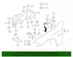 Front left wing bracket BMW 5 F10 11-16 rear first