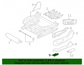 Front right passenger seat runner plug for BMW X7 G07 19-26, black, broken mount
