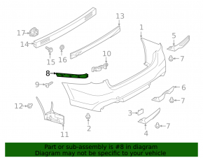Left outer rear bumper mount for Subaru Legacy 20-25