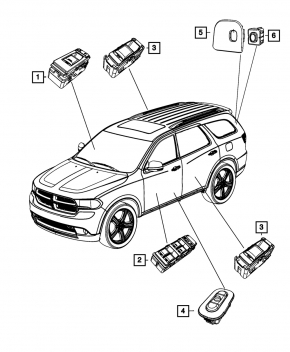 Front left window lift control Dodge Durango 11-13 black, 2 cars