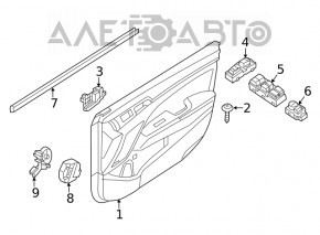 Glass seal inside front left door Hyundai Elantra AD 17-20
