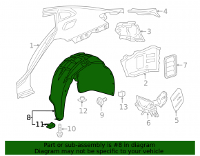 Rear left fender liner for Chevrolet Malibu 16-23
