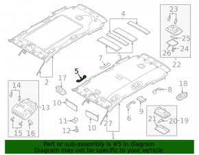 Front right ceiling handle Hyundai Santa FE 19-23 gray