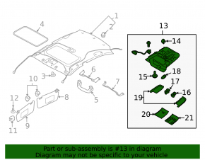 Ceiling light Subaru Outback 10-14 without sunroof