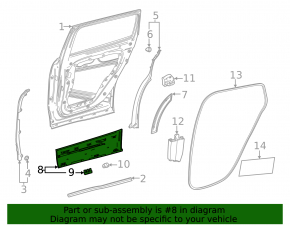 Lower rear right door trim for Mercedes H247 GLA 20-26, structure with chrome molding