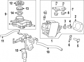 Brake booster assembly with brake master cylinder Honda CRV 23- HEV with small reservoir