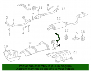 Bracket muffler rear part resonator with barrel front right Toyota Highlander 20- 2.4t, 3.5