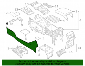 Black center console trim, lower left side, VW Atlas 24-25