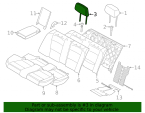 Rear central headrest BMW 3 F30 12-18 black leather, for a solid backrest, for cleaning
