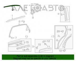 Upper rear left door molding Lexus RX350 RX450h 10-15 chrome