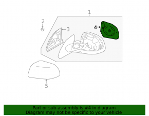 Right mirror element Nissan Leaf 11-17 convex