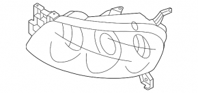 Headlight front right Mazda3 03-06 bare xenon, for polishing
