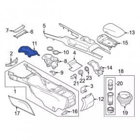 Center console trim for cup holders Ford Mustang mk6 17-23 chrome