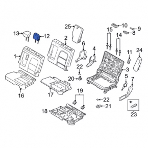 Rear left headrest for Ford Escape MK4 20-22 leather, beige with black