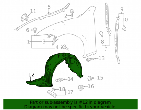 Front left fender liner for Lexus LS 18-23