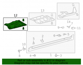 Front right underbody protection Lexus CT200h 11-17