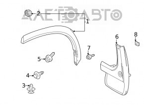 Rear left wing arch trim Toyota Highlander 20-25 on the body rear, structure
