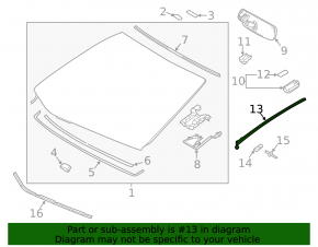 Right windshield molding for Lexus LS 18-23