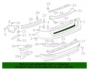 Upper rear bumper trim VW Touareg 11-17 chrome