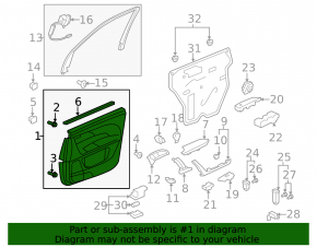 Front right door panel for Acura MDX 2007-2009