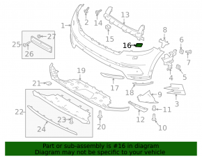 Right front bumper headlight washer cap for Land Rover Range Rover Velar 18-23