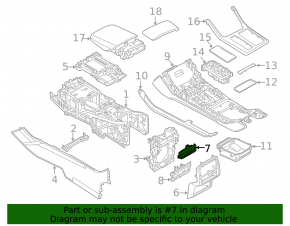 Rear center console trim for Audi Q8 19-25, black, small, for climate control