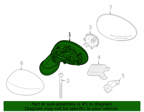 Side mirror right assembly Mini Cooper F56 3d 14-19